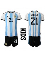 Argentiina Paulo Dybala #21 Kotipaita Lasten MM-kisat 2022 Lyhythihainen (+ shortsit)